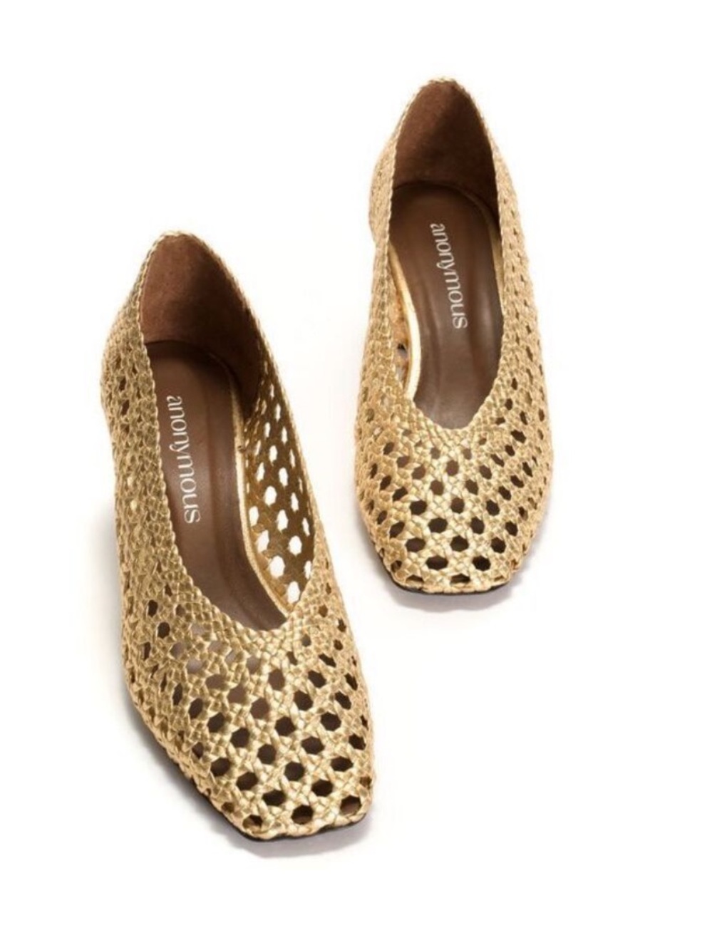 Anonymous Gold Woven Slip-On Flats